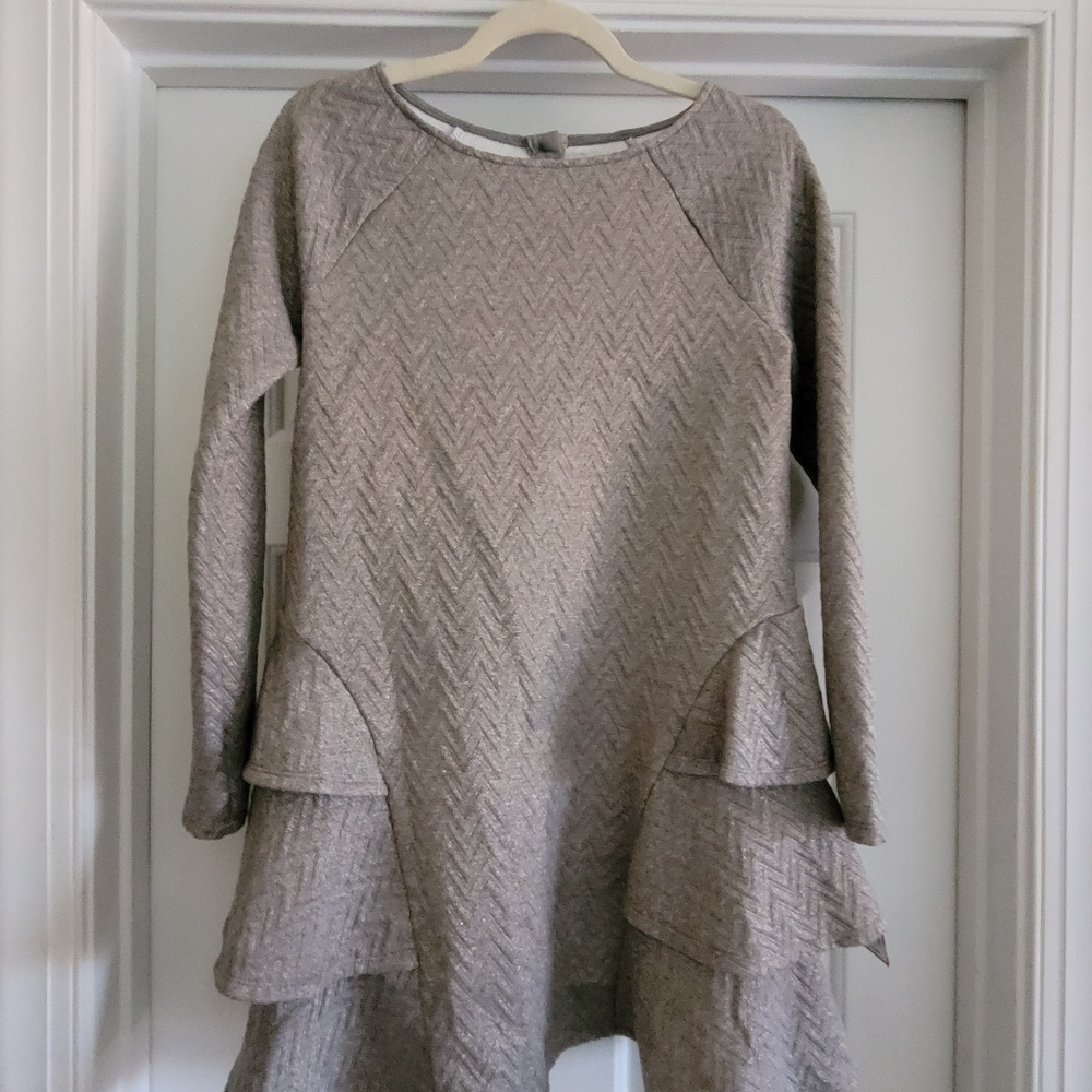 Grey/Silver dress with side ruffles